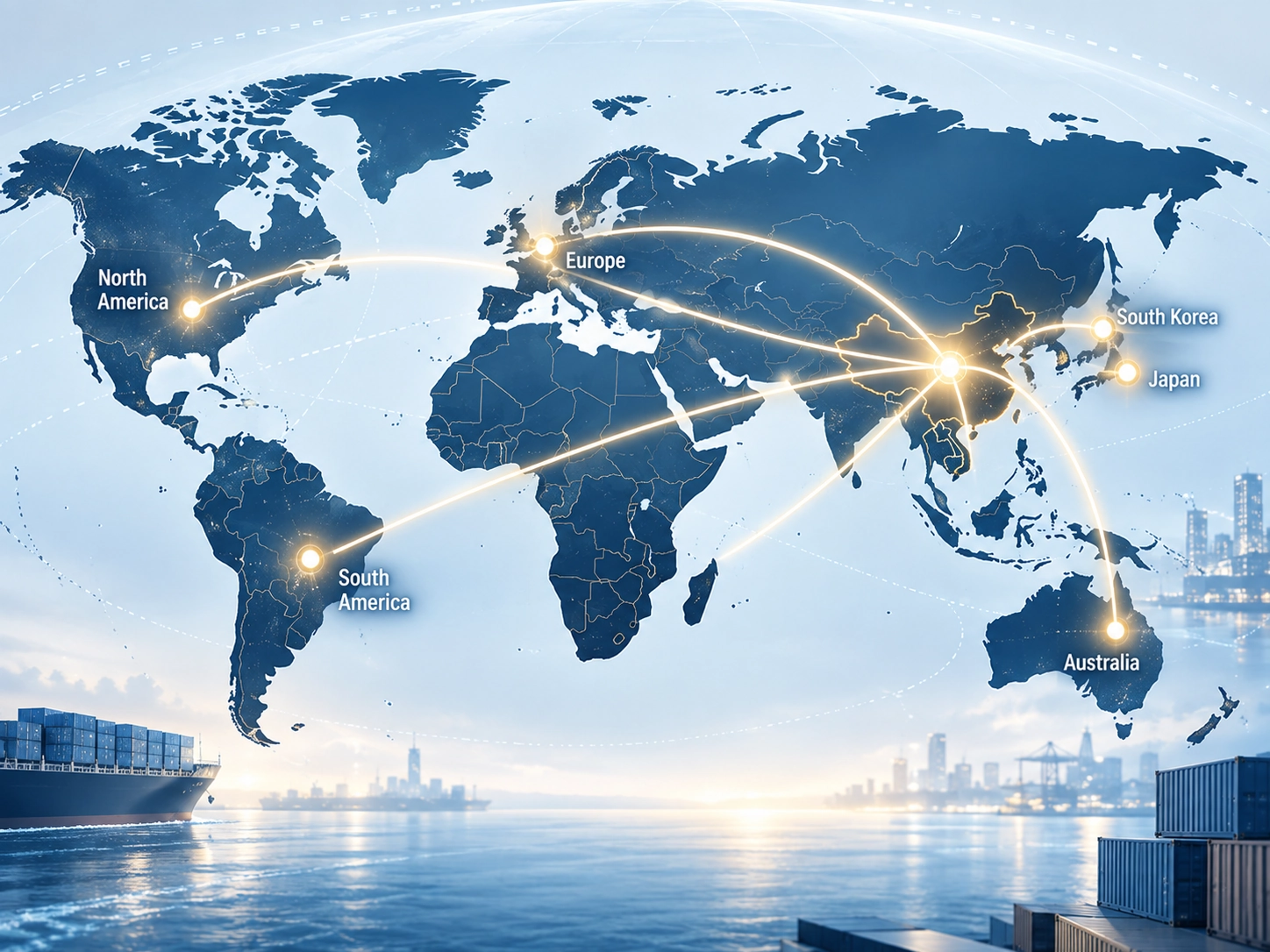 Global distribution map showing Crylivo service regions for ice makers and refrigeration equipment