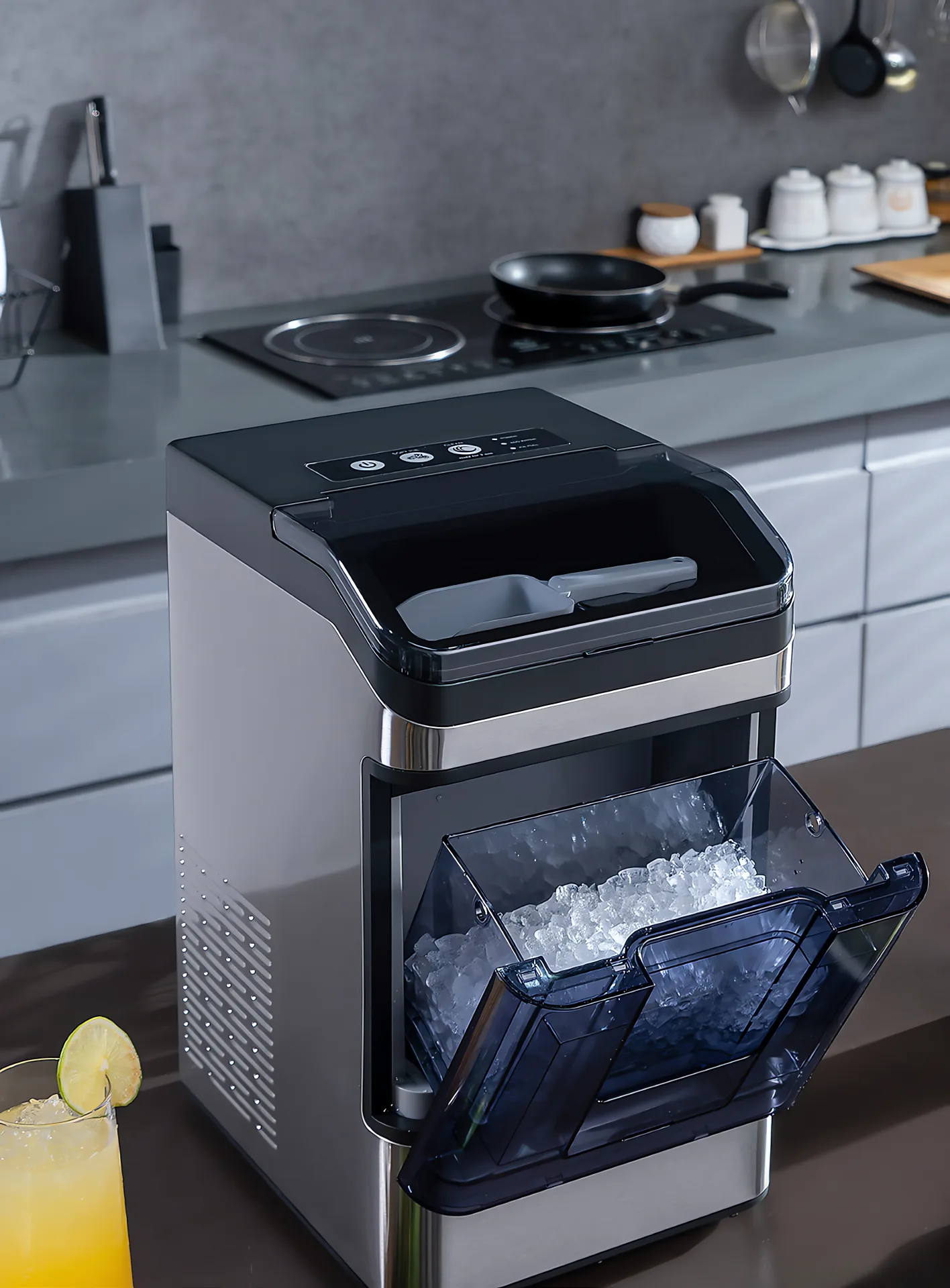 Featured Crylivo countertop ice machine rendered on a clean studio background